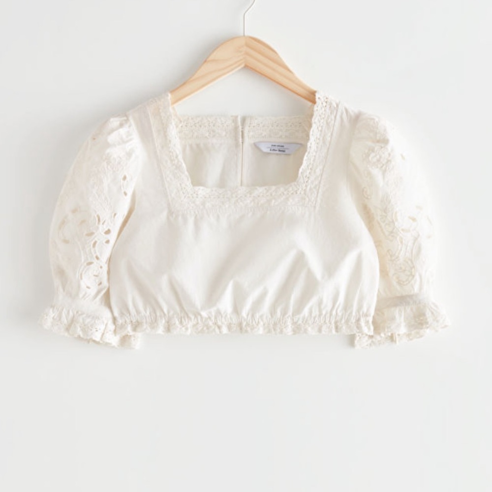 & other stories embroidered crop top